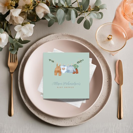 ボホクロザライン少年パステルグリーンペーパーナプキン スタンダードカクテルナプキン