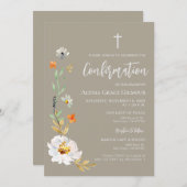 ボホクロスガール確認水色の花 招待状 (正面/裏面)