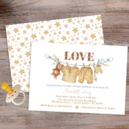 ボホクロセスラインウォーターカラーベビーシャワー招待状 招待状