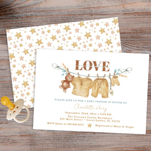 ボホクロセスラインウォーターカラーベビーシャワー招待状 招待状