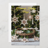 ボホクロチェットスノーフレーククリスマスオーナメント 招待状 (正面/裏面)