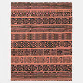 ボホクールモダンブラックとピンクのパターンストリップ フリースブランケット (正面)