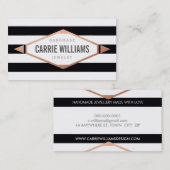 ボホクールロアステカグストライプのシンプルバラ金ゴールド 名刺 (正面/裏面)