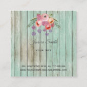 ボホグラムエレガントシックな水彩色フローラ木材 スクエア名刺 (裏面)