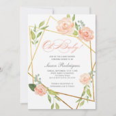 ボホグラムベビーシャワー招待状金ゴールドフローラ 招待状 (正面)