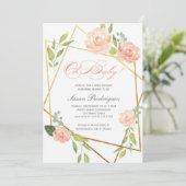 ボホグラムベビーシャワー招待状金ゴールドフローラ 招待状 (スタンド正面)