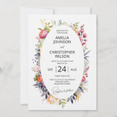 ボホグラム結婚式招待状 – 水彩牡丹 招待状 (正面)