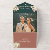 ボホグリーンとテラコッタ結婚ズ オールインワン招待状 (外側)