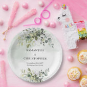 ボホグリーンと金ゴールドユーカリの葉シック ペーパープレート (パーティー)