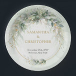 ボホグリーンと金ゴールドユーカリの葉シック ペーパープレート<br><div class="desc">これらのボーホグリーンと金ゴールド結婚ユーカリの葉シックな紙プレートであなたのデコを高める準備をしなさい！冒険のtouchとウィムジーを特別な日に追加するのに最適な、これらのプレートはあなたの平均的な食器結婚ではない。ボヘミアン鮮やかの魅力が満ち、緑と金ゴールドの色合いの複雑なユーカリの葉のデザイン素晴らしは、緑豊かでロマンチックな森の設定にあなたのゲストと一緒に輸送する。退屈な紙プレートに別れを言い、とエコの両方であるスタイリッシュお祝いにフレンドリーこんにちは。お客様の結婚ゲストに対ししゃれているてエレガント、確実に永続的な印象を与えるユニークこれらの紙のプレートと離れ共に声明を作成する。</div>