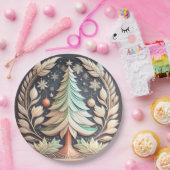 ボホグリーンクリスマスツリーイラストレーション ペーパープレート (パーティー)