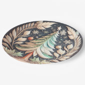 ボホグリーンクリスマスツリーイラストレーション ペーパープレート (アングル)