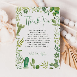 ボホグリーンサボテン男女兼用シックな赤ちゃんシャワー サンキューカード