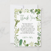 ボホグリーンサボテン男女兼用シックな赤ちゃんシャワー サンキューカード (正面)