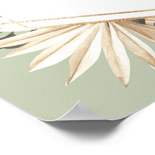 ボホグリーンセージワイルドワン誕生日ウェルカムサイン ポスター (角)