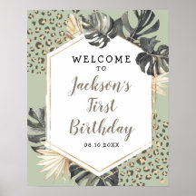 ボホグリーンセージワイルドワン誕生日ウェルカムサイン