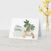 ボホグリーンハンモックパームツリーズフローラ誕生日 カード (黄色い花)