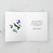 ボホグリーンパープルハミングバードフローラ誕生日 カード (内部)