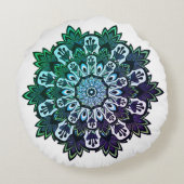ボホグリーンパープル熱帯葉曼荼羅 ラウンドクッション (裏面)