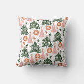 ボホグリーンピンクオレンジ素朴のクリスマスツリー クッション (正面)