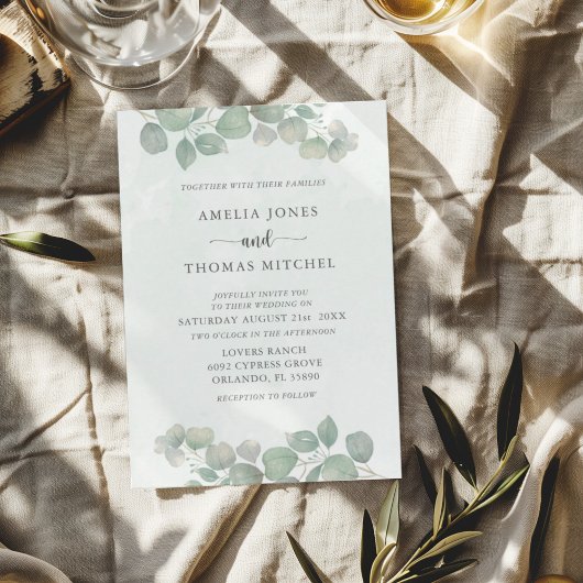 ボホグリーンユーカリ水の色結婚の 招待状