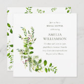 ボホグリーンリーウォーターカラーフローラブライダルシャワー 招待状 (正面/裏面)