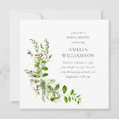 ボホグリーンリーウォーターカラーフローラブライダルシャワー 招待状 (正面)