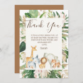 ボホグリーンリーサファリベイビーシャワーサンキューカード 招待状 (正面/裏面)