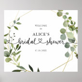 ボホグリーンリーハートブライダルシャワーウェルカムサイン ポスター (正面)
