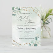 ボホグリーンリーフォレイジフェイク金ゴールド幾何学的ブライダル 招待状 (スタンド正面)