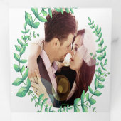 ボホグリーンリーフミントグリーンアッシュリース結婚ズ 三つ折り招待状 (内部最初)