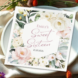 ボホグリーンリーフローラフレームスウィート16 スタンダードカクテルナプキン