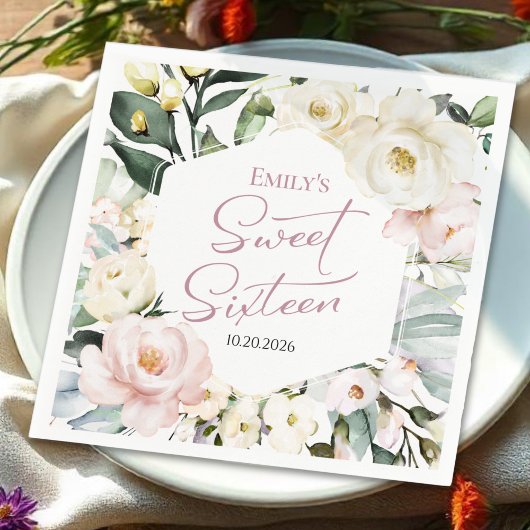 ボホグリーンリーフローラフレームスウィート16 スタンダードカクテルナプキン