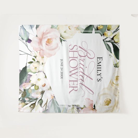 ボホグリーンリーフローラフレームブライダルシャワーバックドロップ タペストリー (正面(横))