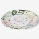 ボホグリーンリーフローラフレームブライダルシャワー ペーパープレート (アングル)