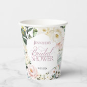 ボホグリーンリーフローラフレームブライダルシャワー 紙コップ (正面)