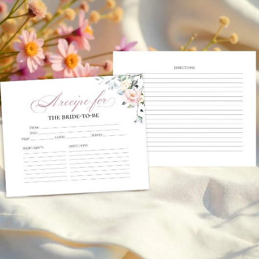 ボホグリーンリーフローラブライダルシャワーレシピカード