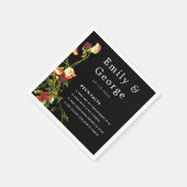 ボホグリーンリーブルゴーニュバラブラックフローラズ スタンダードカクテルナプキン (角)