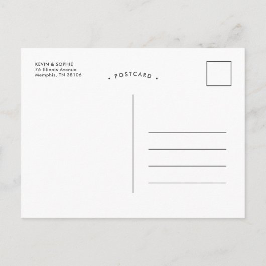 ボホグリーンリーモダンセーブ・ザ・デート案内ポー 案内ポストカード (裏面)