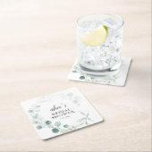 ボホグリーンリーユーカリブライダルシャワー スクエアペーパーコースター (インサイチュ)