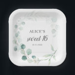 ボホグリーンリーユーカリプトゥススウィート16 ペーパープレート<br><div class="desc">緑のユーカリとのボホ葉ブーケ。</div>