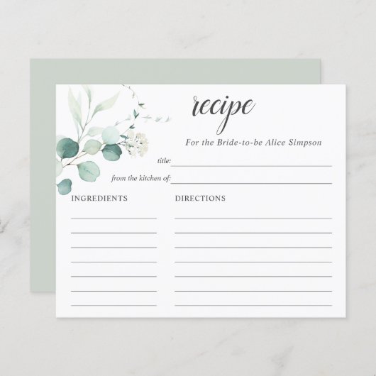ボホグリーンリーユーカリレシピブライダルシャワー (正面/裏面)