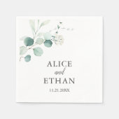 ボホグリーンリー結婚ユーカリ スタンダードカクテルナプキン (正面)