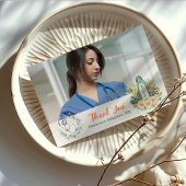 ボホグリーン写真水彩看護学校卒業生 サンキューカード