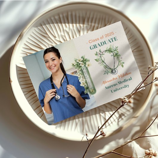 ボホグリーン写真水彩看護学校卒業生 案内状