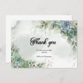 ボホグリーン多肉ユーカリ赤ちゃんシャワー サンキューカード (正面/裏面)
