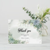 ボホグリーン多肉ユーカリ赤ちゃんシャワー サンキューカード (スタンド正面)