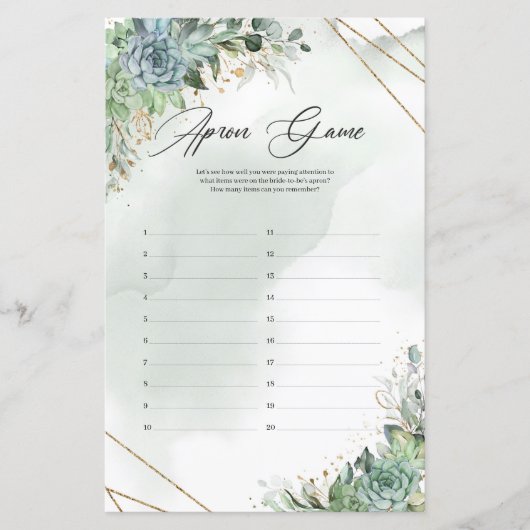 ボホグリーン多肉ユーカリ金ゴールドエプロンゲーム (正面)