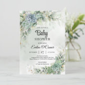 ボホグリーン多肉及びユーカリ緑 招待状 (スタンド正面)