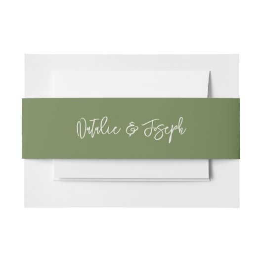 ボホグリーン書ハユニークモダンハン結婚ズ 招待状ベリーバンド (正面例)